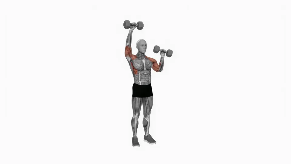 Alternating Standing Dumbbell Shoulder Press