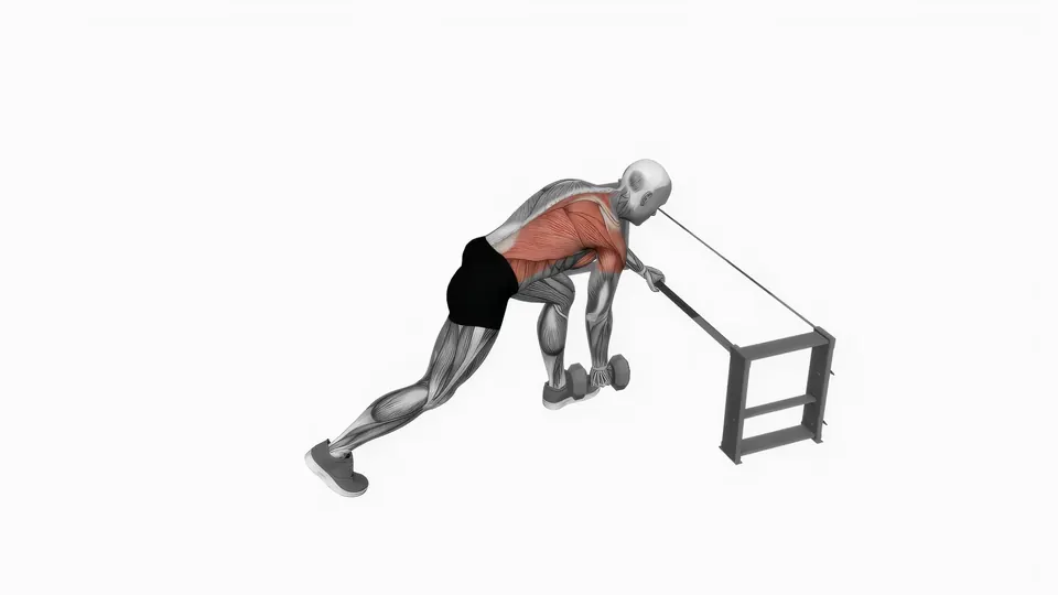 Single Arm Staggered Stance Dumbbell Row