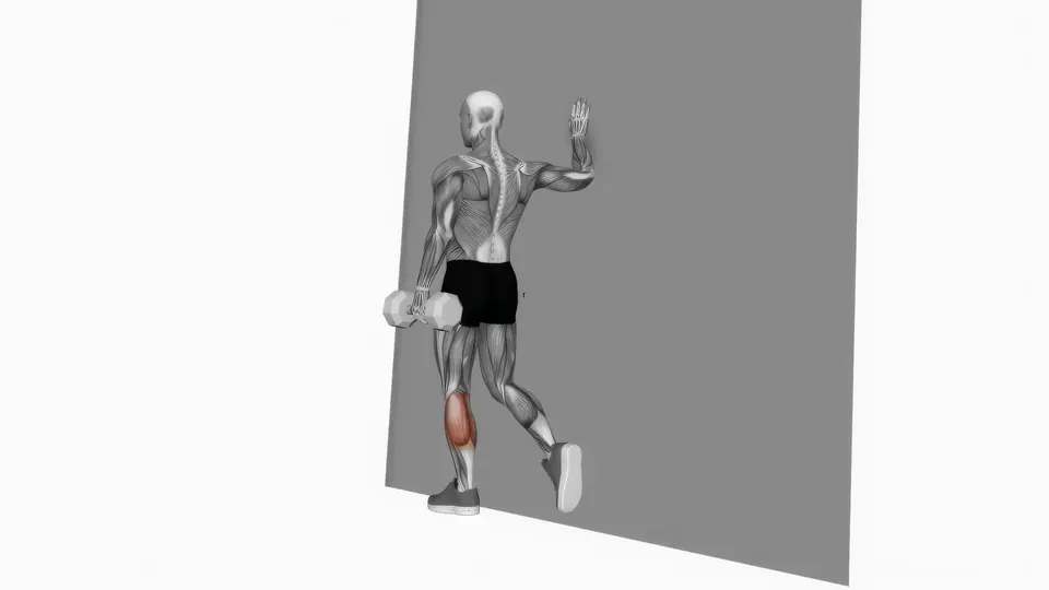 Wall Supported Dumbbell Single Leg Calf Raise