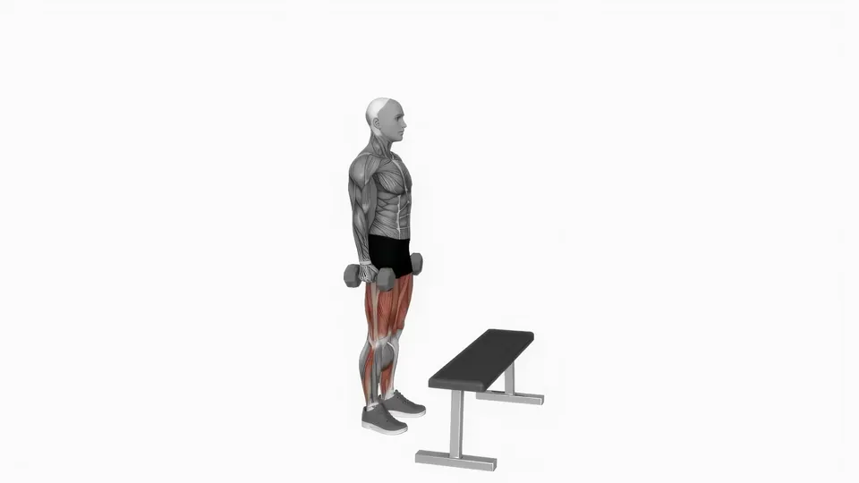 Dumbbell Step-Up with Knee Drive
